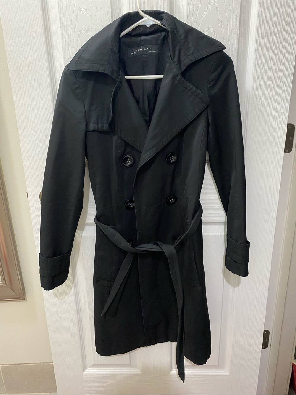 Zara Black Double-Breasted Trench Coat